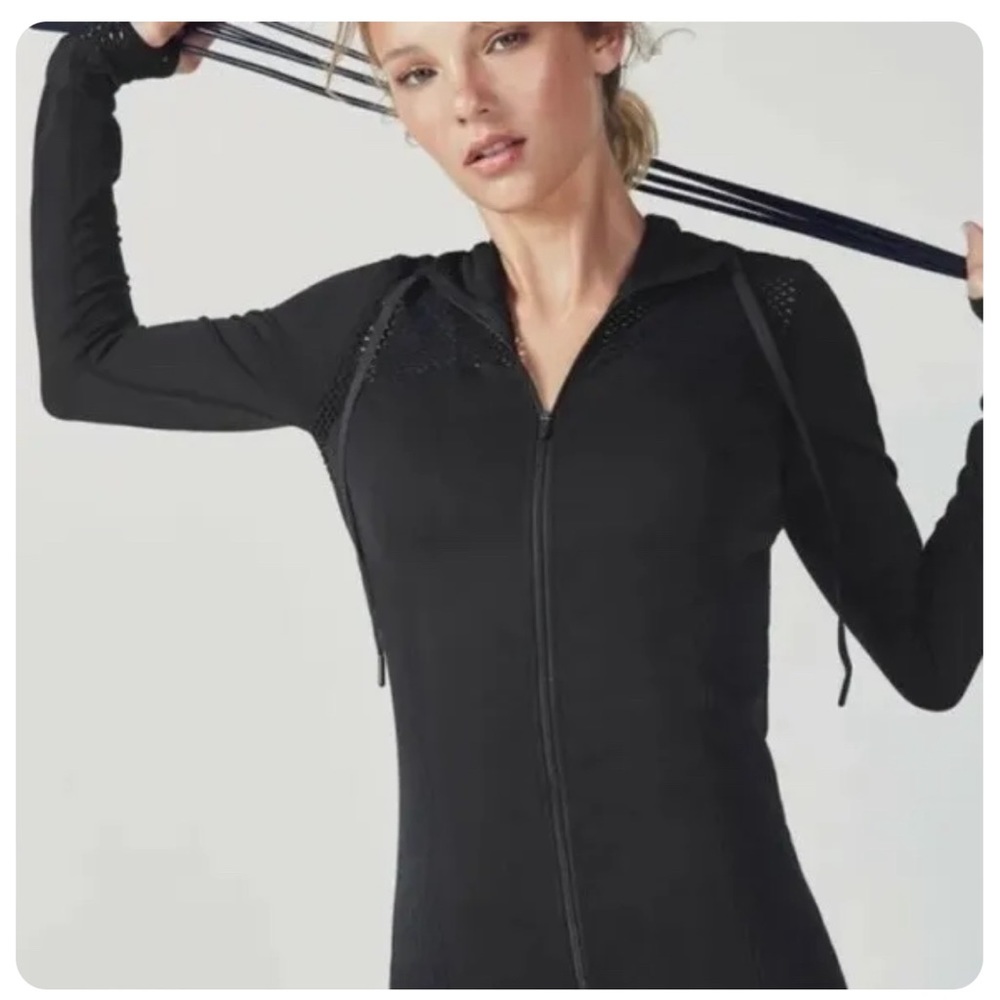 Fabletics Mona Mesh Net Full Zip Hooded Jacket NWOT size M